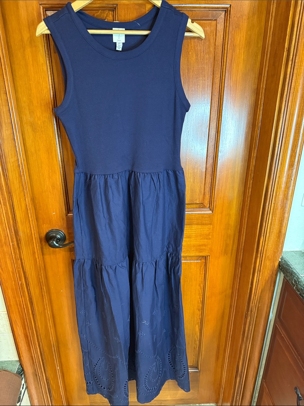 Navy Sleeveless Tiered Maxi Dress
